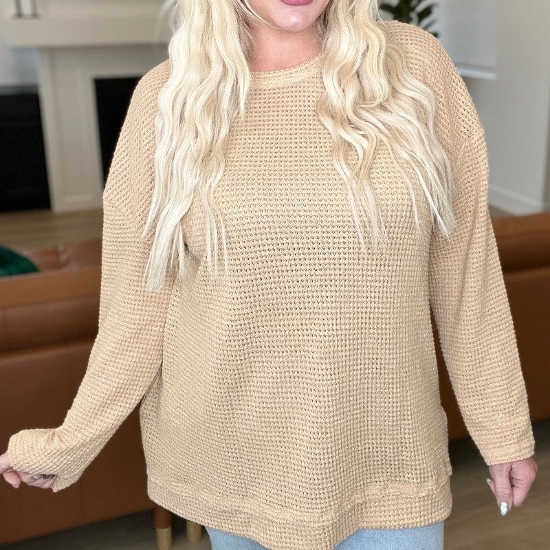 Beige Soft And Sweet Waffle Knit Pullover sold by Boujee Boutique product image thumbnail 2