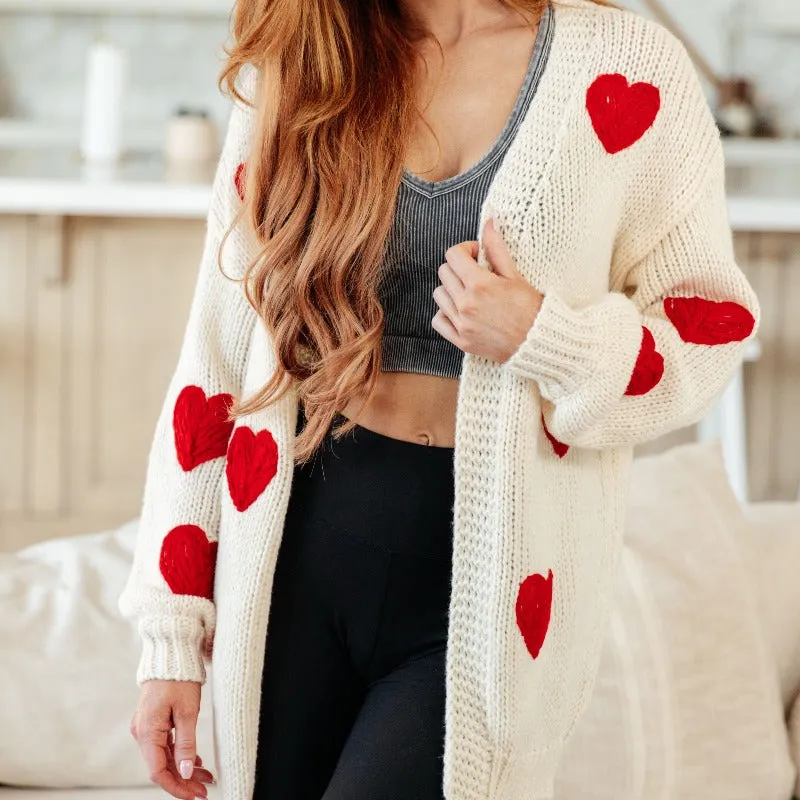 Hearts and Cream Sweater Long Cardigan sold by Boujee Boutique product image thumbnail 2