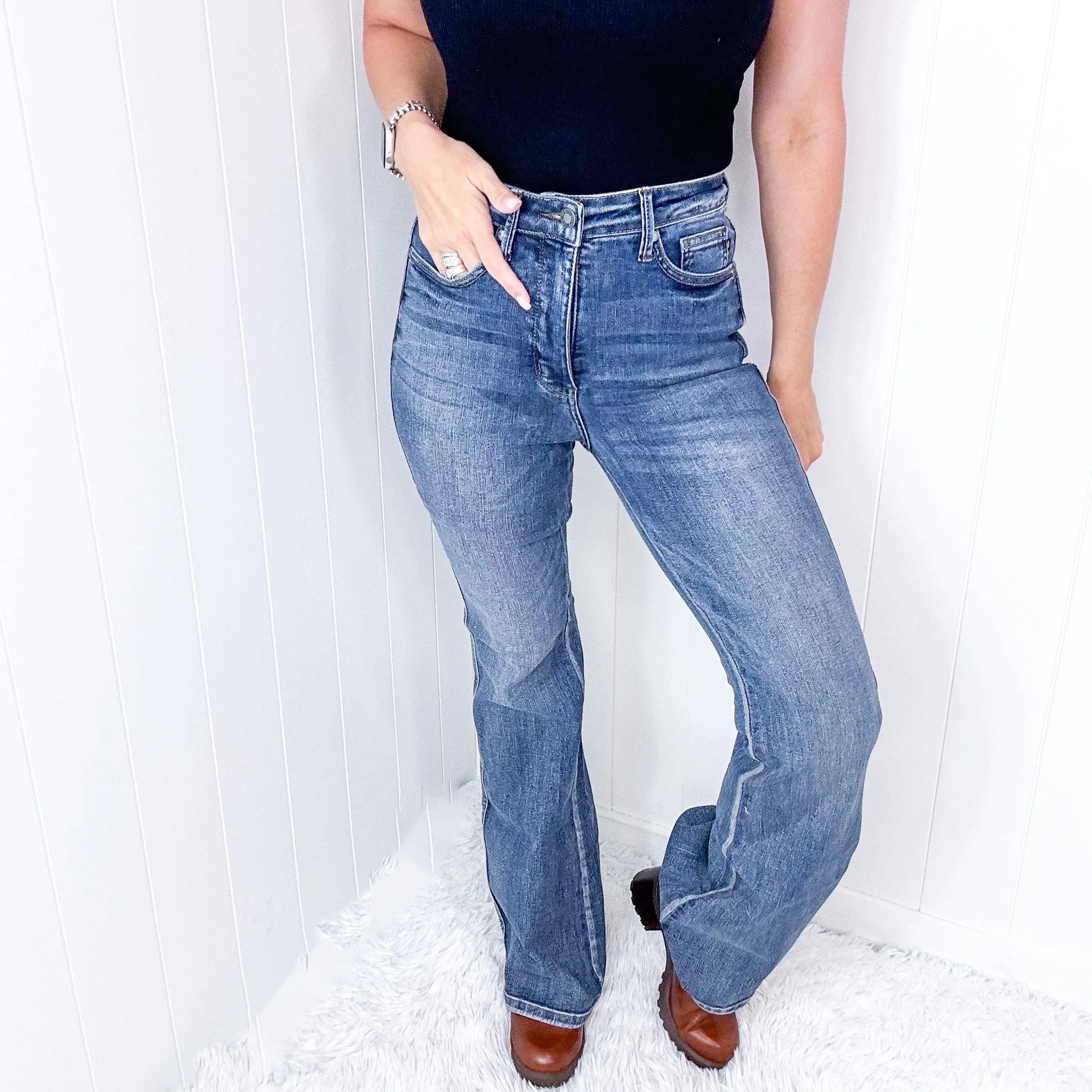 Judy Blue Long Tall High Waist Tummy Control Flare Jeans sold by Boujee Boutique product image thumbnail 3