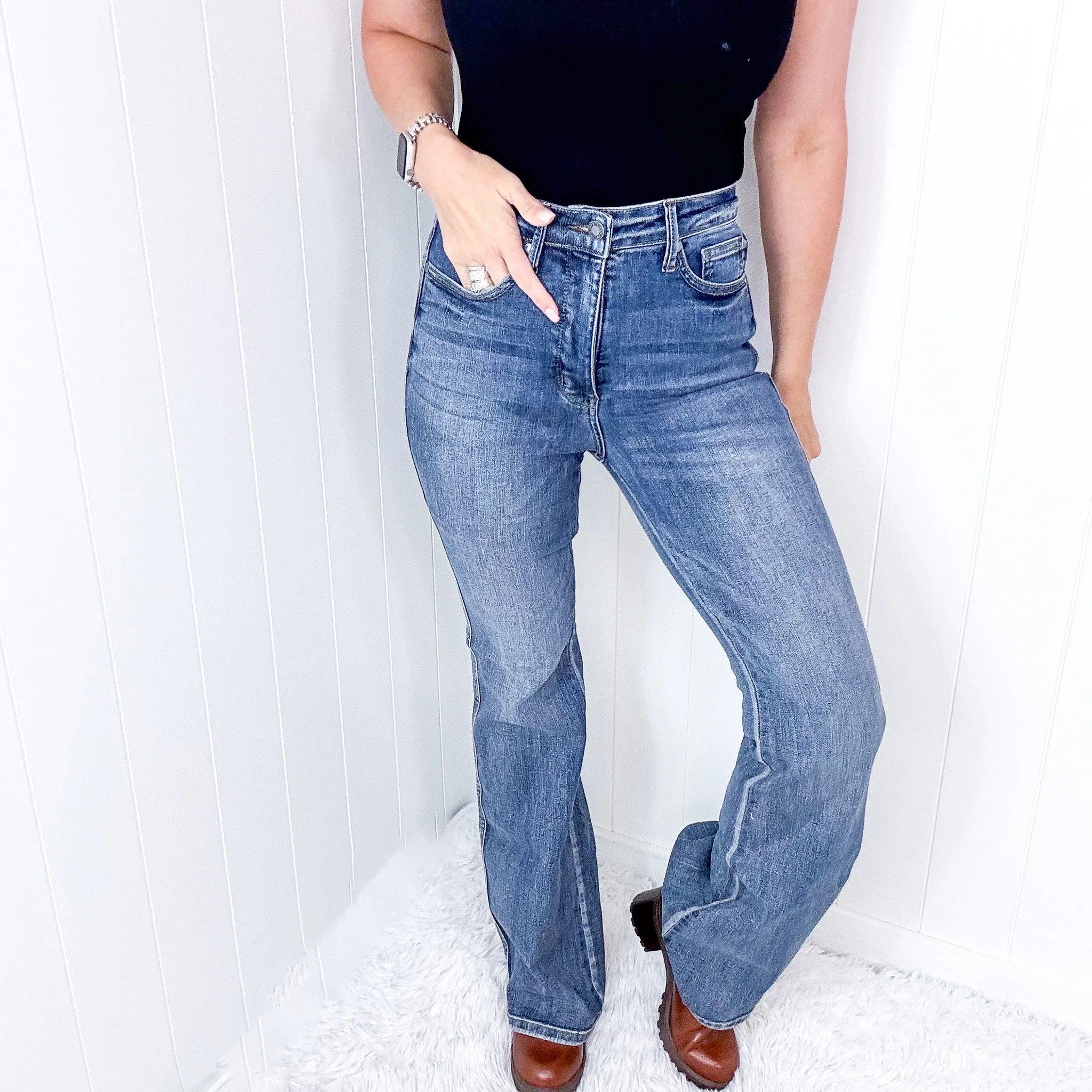 Judy Blue Long Tall High Waist Tummy Control Flare Jeans sold by Boujee Boutique product image thumbnail 2
