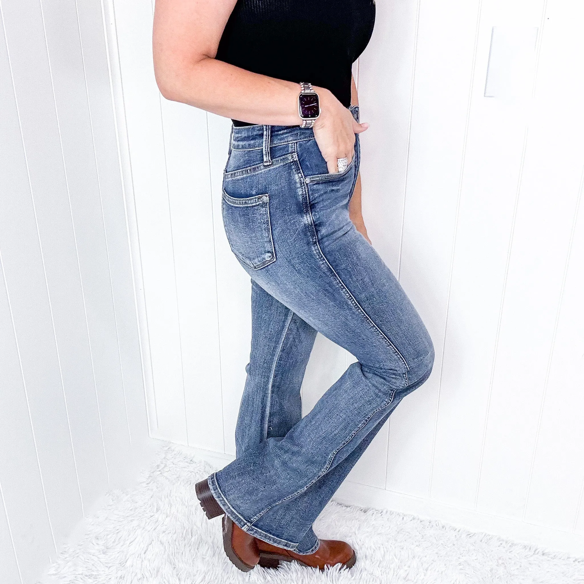 Judy Blue Long Tall High Waist Tummy Control Flare Jeans sold by Boujee Boutique product image thumbnail 5