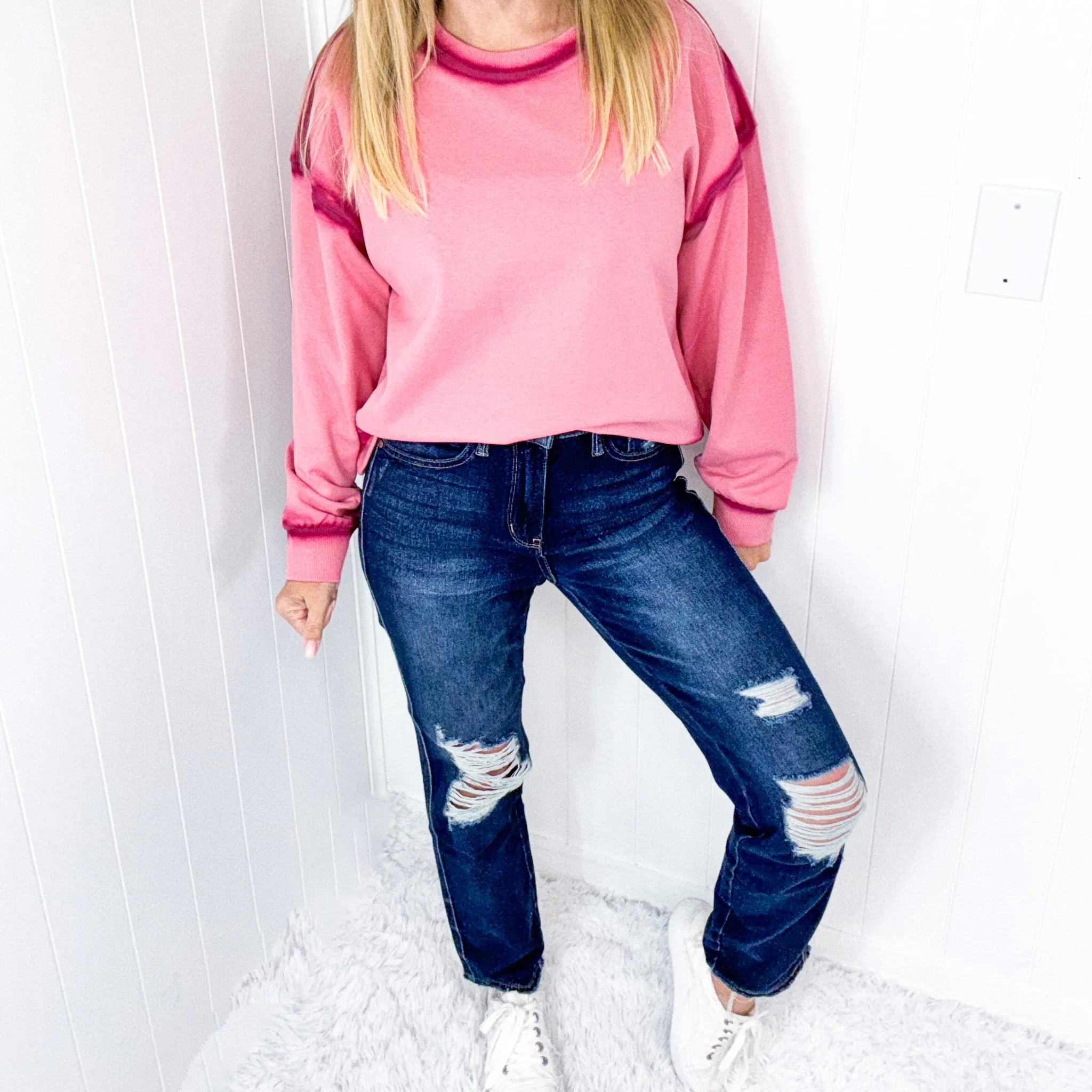 Judy Blue High Waist Rigid Heavy Destroyed Straight Jeans sold by Boujee Boutique