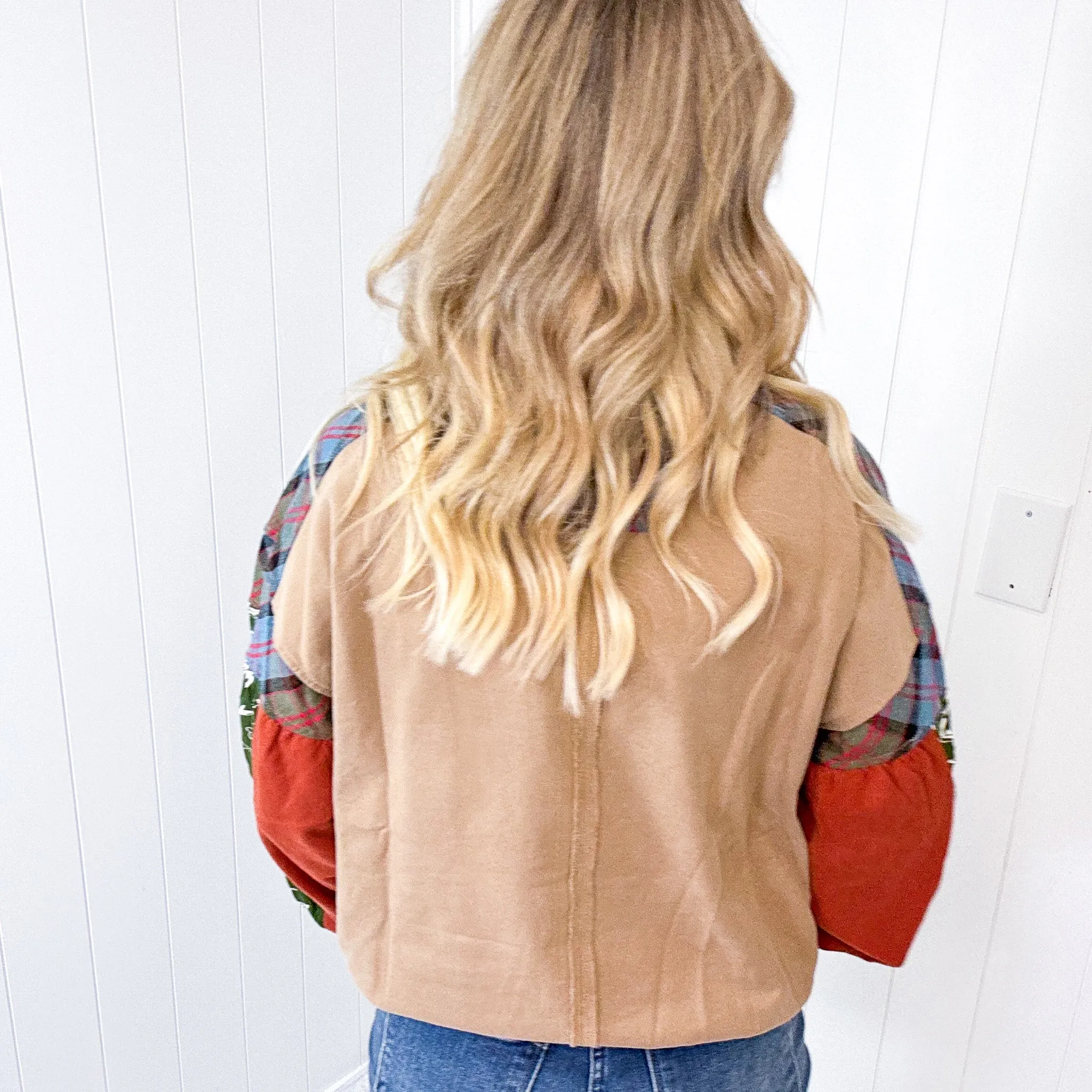 Patchwork Dreams Soft Washed Crew Neck Top In Mushroom sold by Boujee Boutique product image thumbnail 5