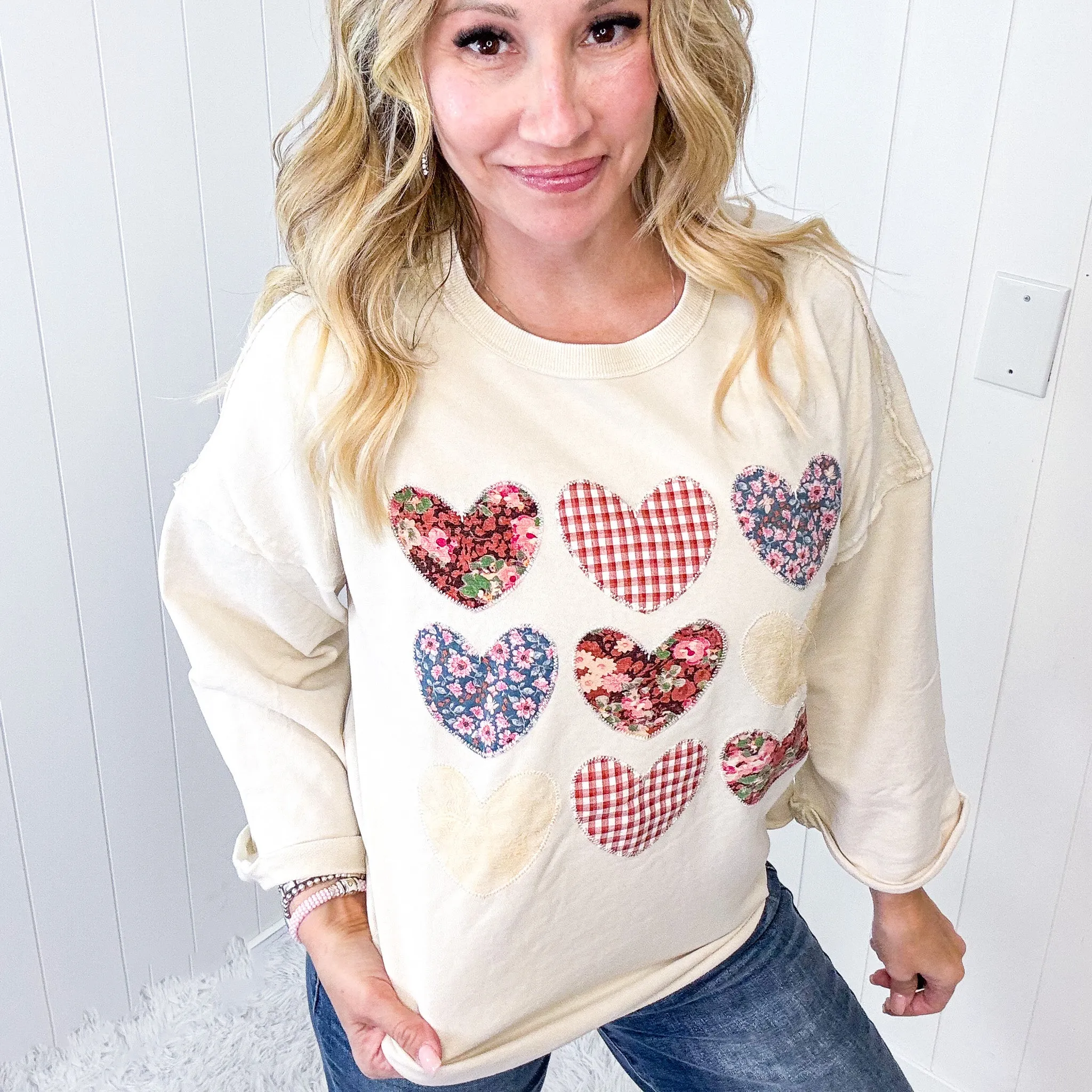 All Hearts Aglow Mineral Wash Patch Terry Knit Pullover In 3 Options *Final Sale* sold by Boujee Boutique product image thumbnail 2