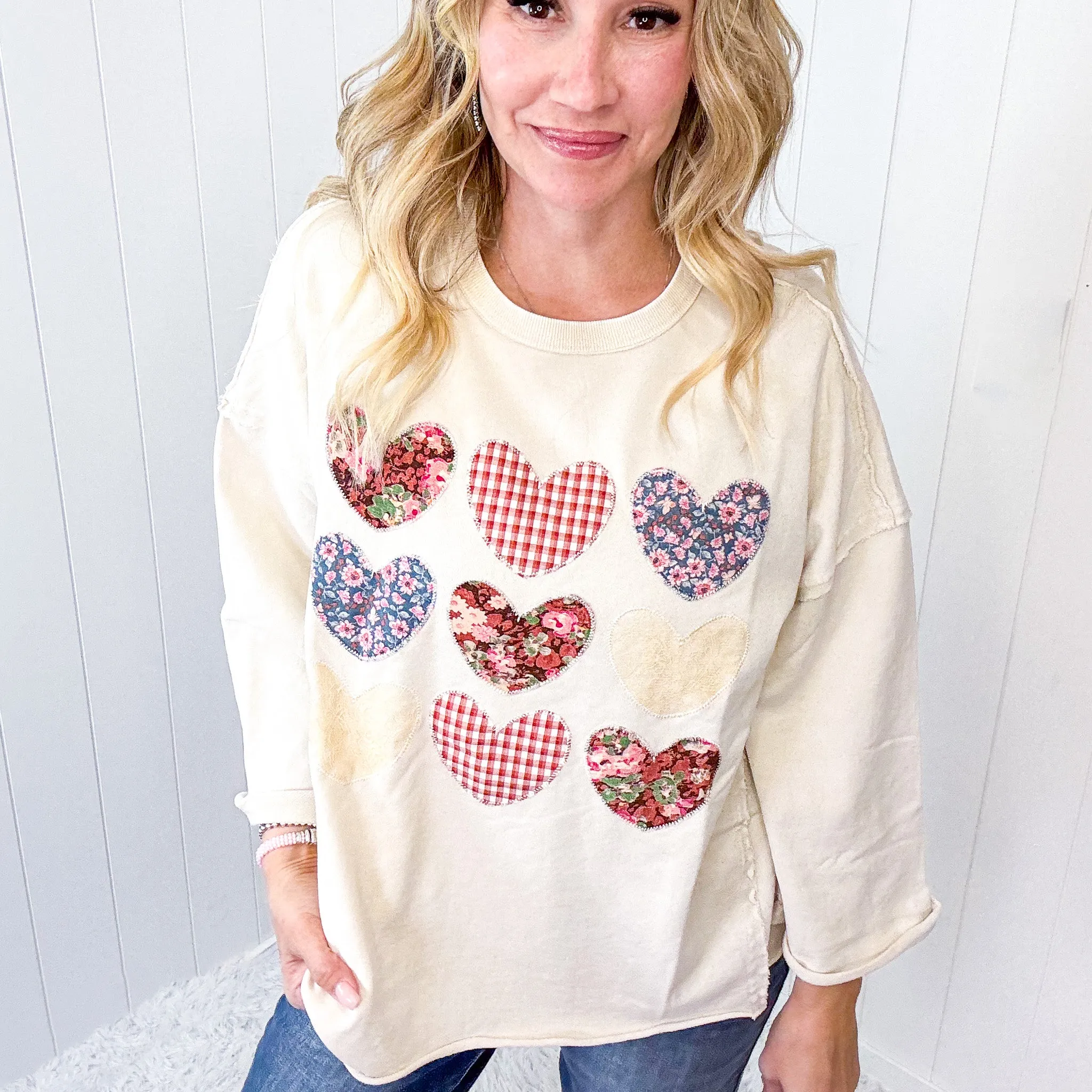 All Hearts Aglow Mineral Wash Patch Terry Knit Pullover In 3 Options *Final Sale* sold by Boujee Boutique product image thumbnail 4