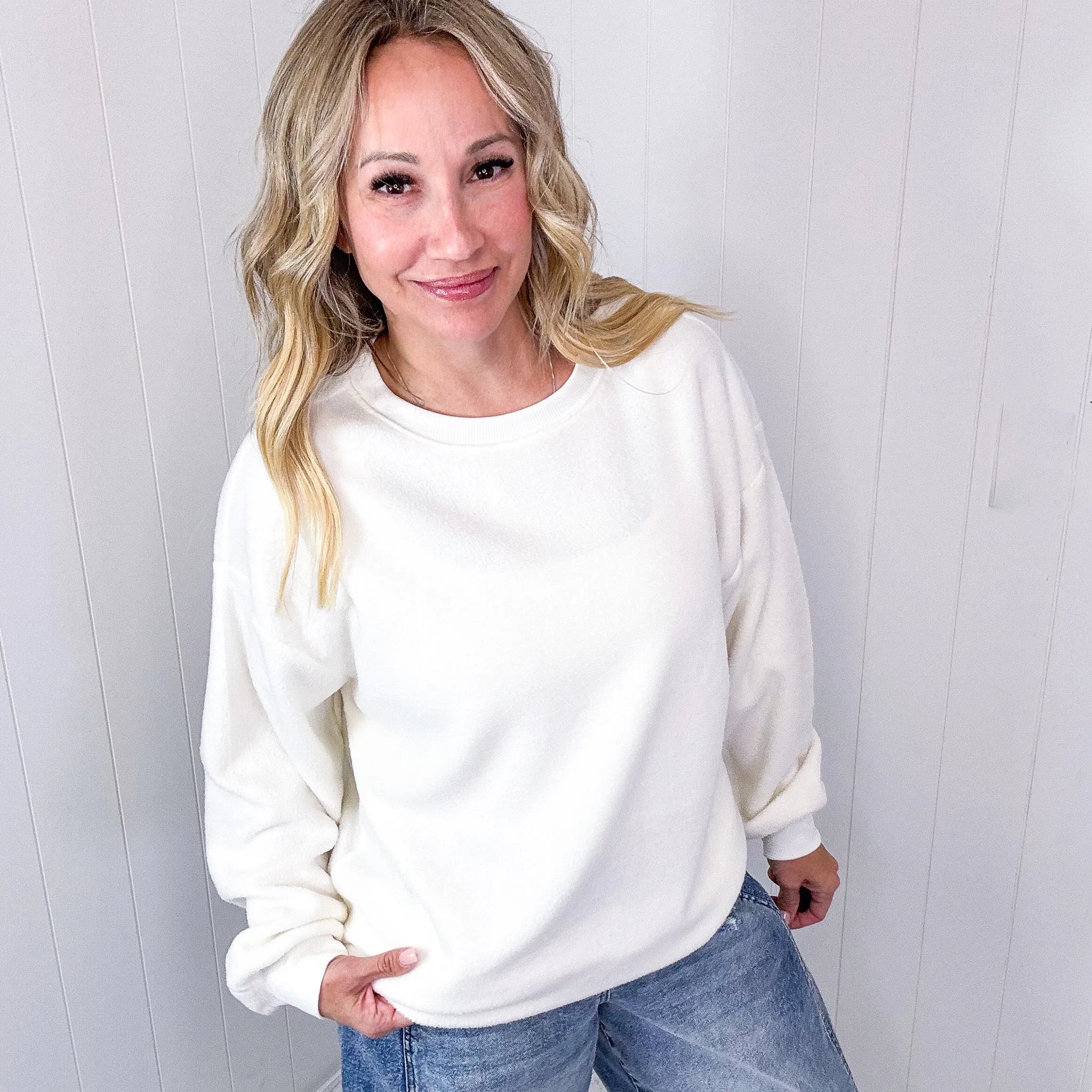 Casual Luxe Brushed Hacci Loose Fitting Long Sleeve Top In 3 Options sold by Boujee Boutique product image thumbnail 2