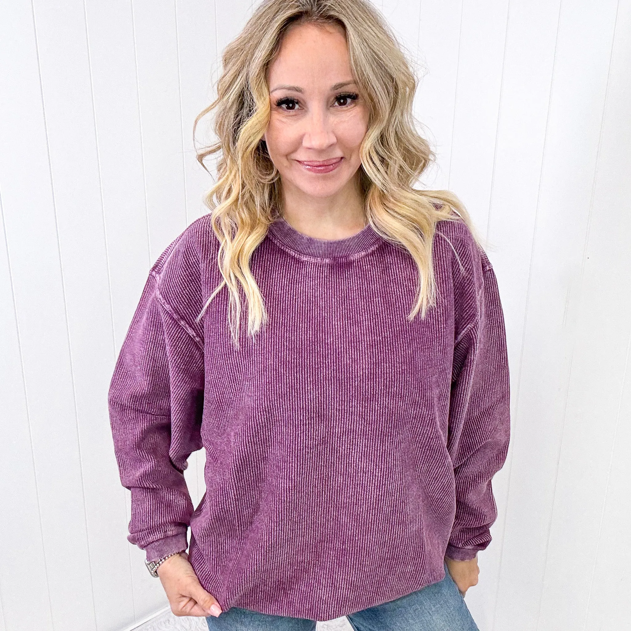 Luxe Corded Crewneck Pullover Sweater in Black sold by Boujee Boutique product image thumbnail 5