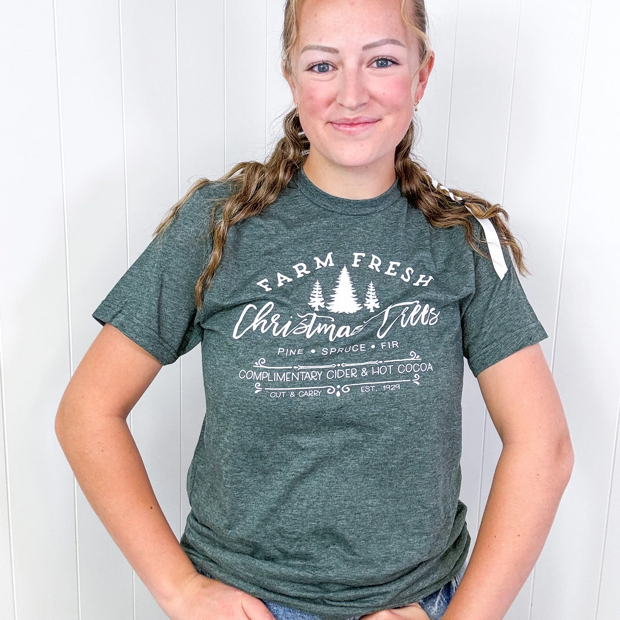 Farm Fresh Christmas Tree Pine Spruce Fir Graphic Tee sold by Boujee Boutique product image thumbnail 2