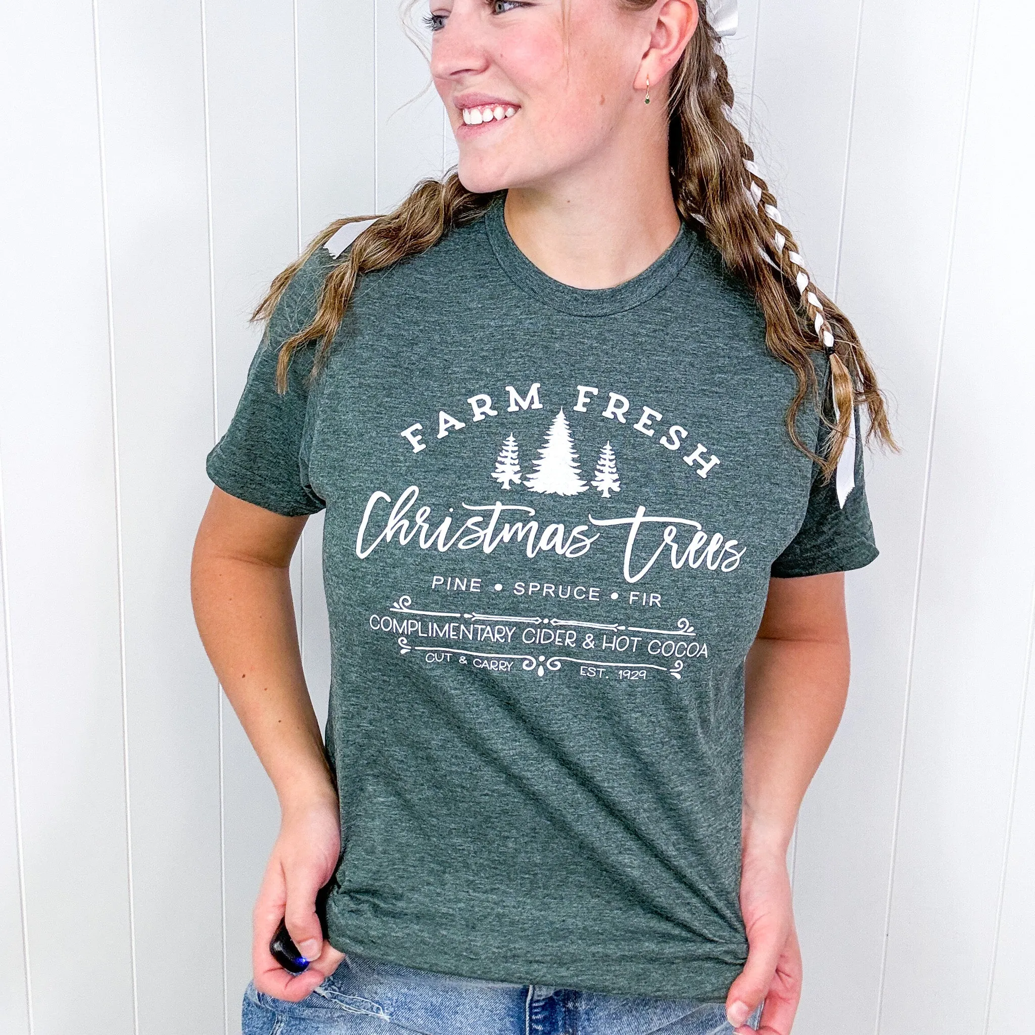 Farm Fresh Christmas Tree Pine Spruce Fir Graphic Tee sold by Boujee Boutique product image thumbnail 5