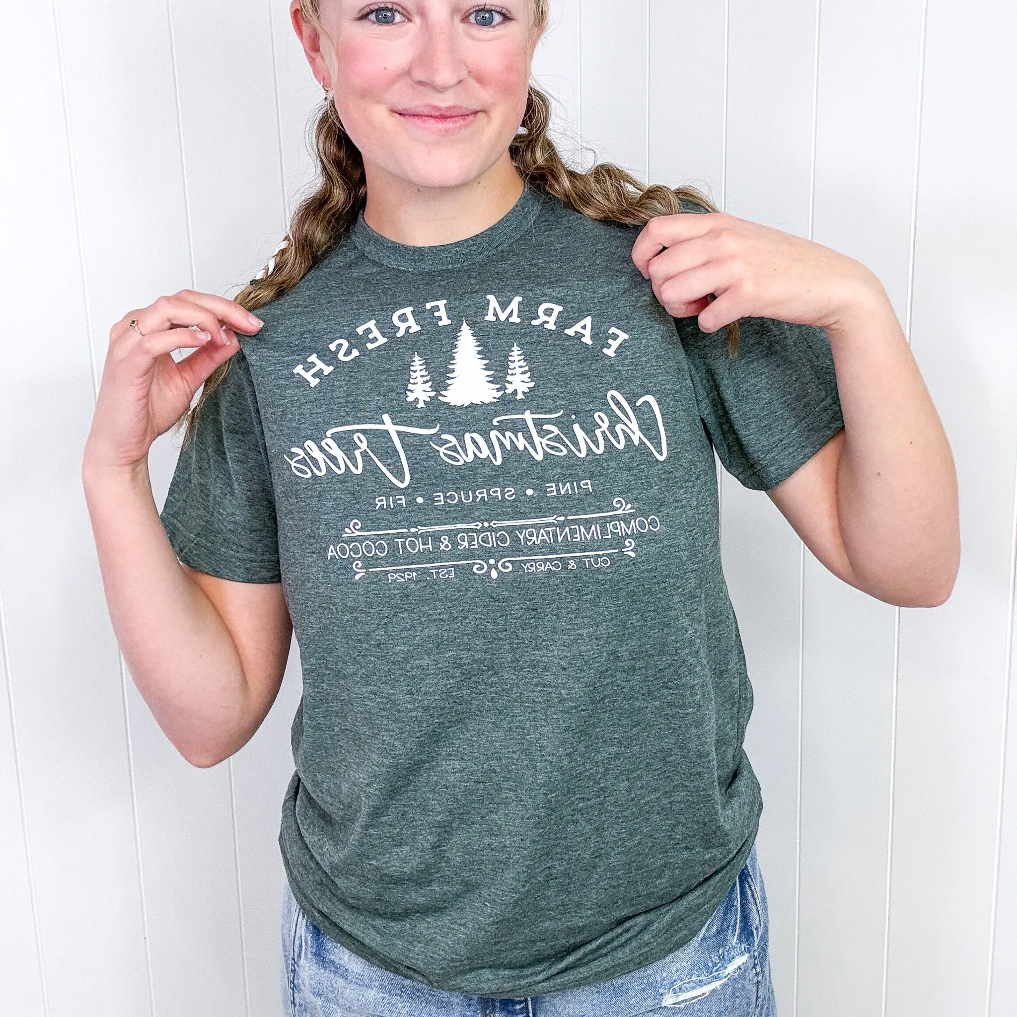 Farm Fresh Christmas Tree Pine Spruce Fir Graphic Tee sold by Boujee Boutique product image thumbnail 4