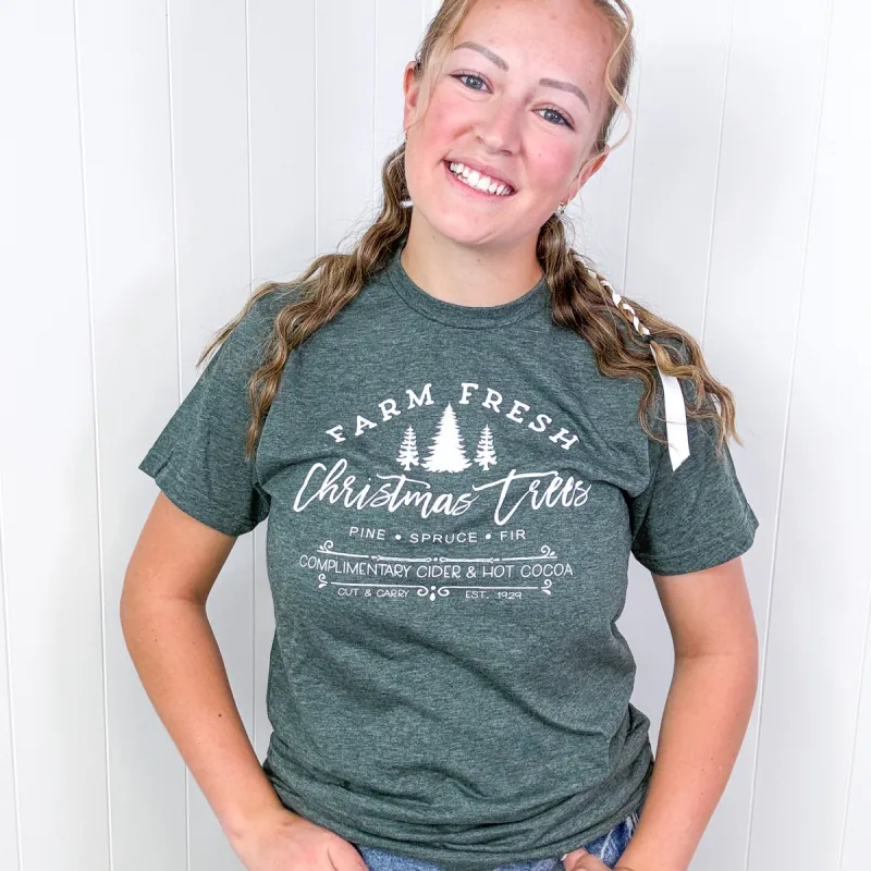 Farm Fresh Christmas Tree Pine Spruce Fir Graphic Tee sold by Boujee Boutique
