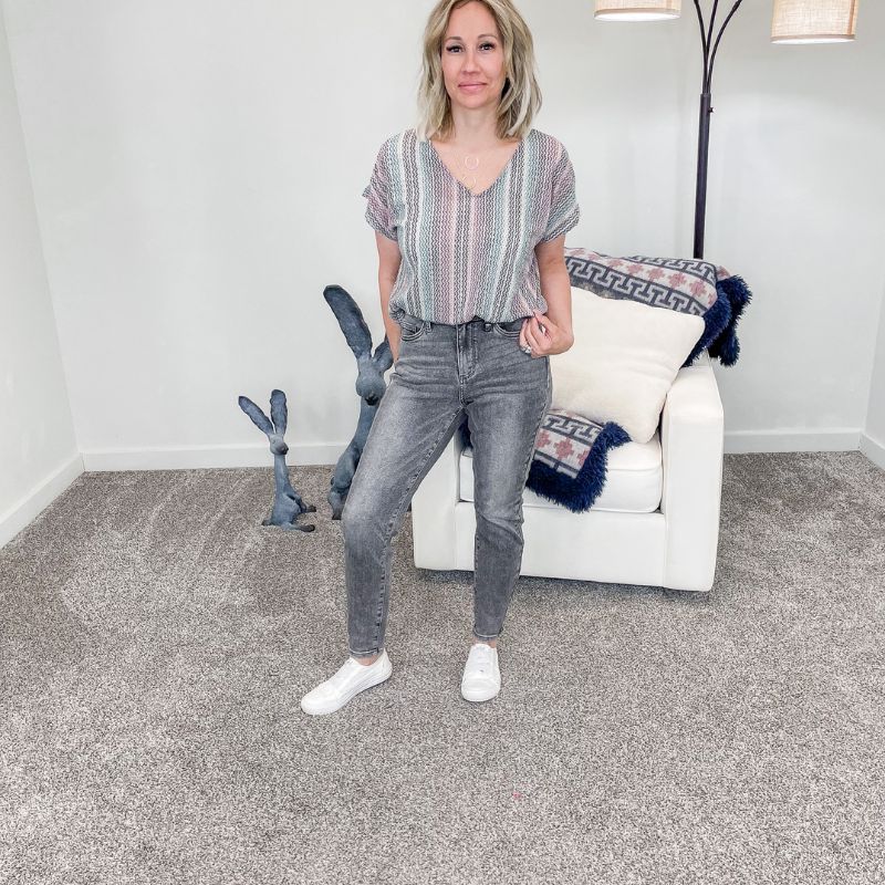 Judy Blue High Waist Grey Stone Wash Slim Fit Jeans sold by Boujee Boutique product image thumbnail 2