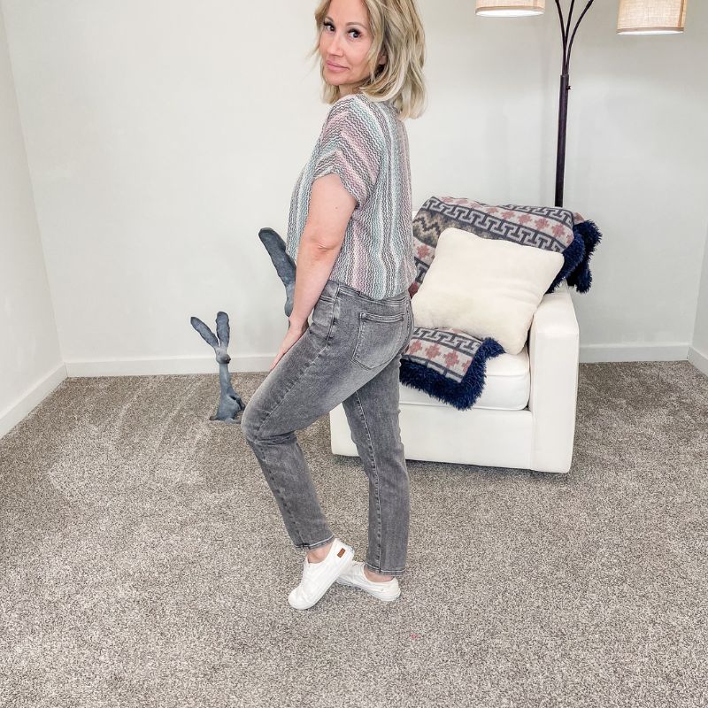 Judy Blue High Waist Grey Stone Wash Slim Fit Jeans sold by Boujee Boutique product image thumbnail 3