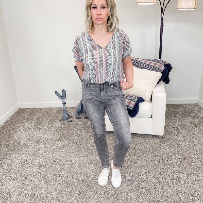 Judy Blue High Waist Grey Stone Wash Slim Fit Jeans sold by Boujee Boutique product image thumbnail 5