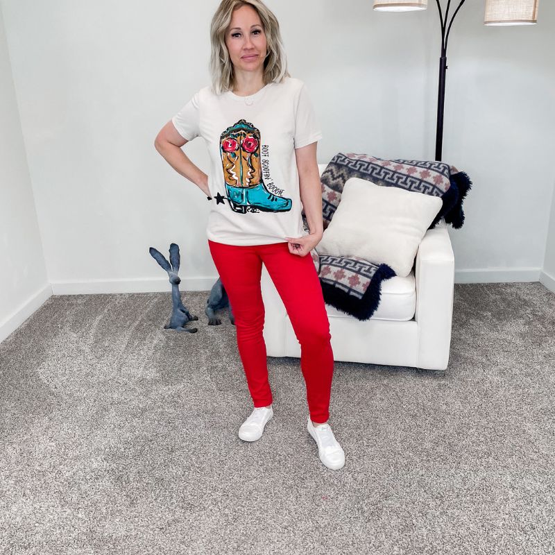 Judy Blue High Waist Tummy Control Red Skinny Jeans sold by Boujee Boutique product image thumbnail 3