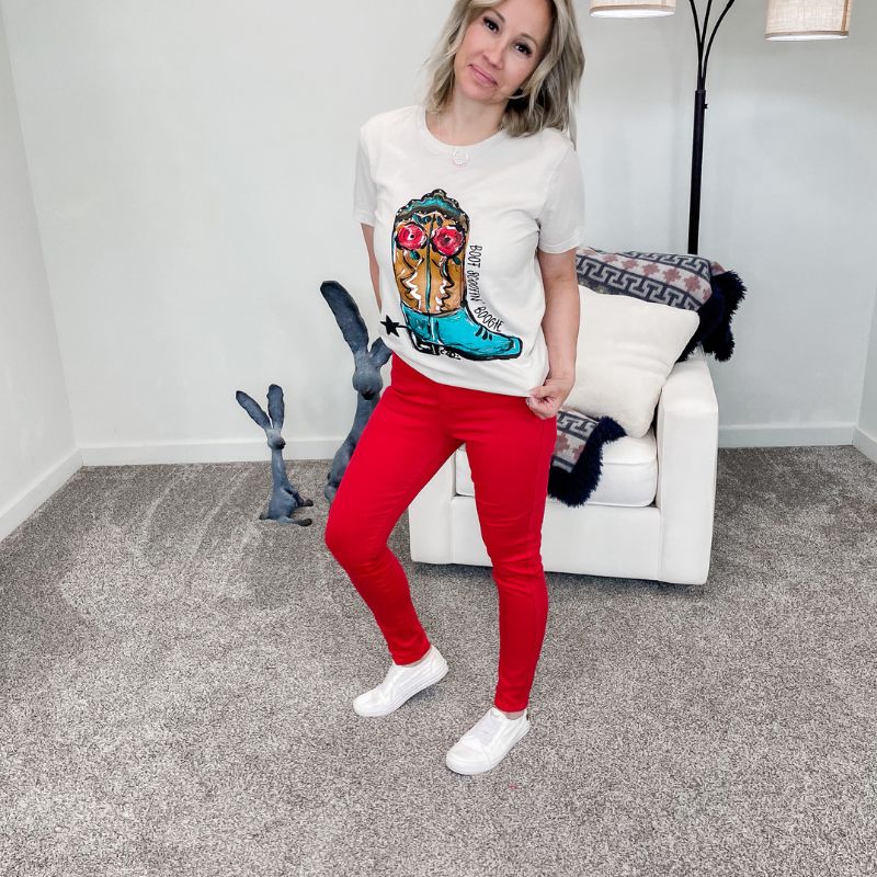 Judy Blue High Waist Tummy Control Red Skinny Jeans sold by Boujee Boutique product image thumbnail 2