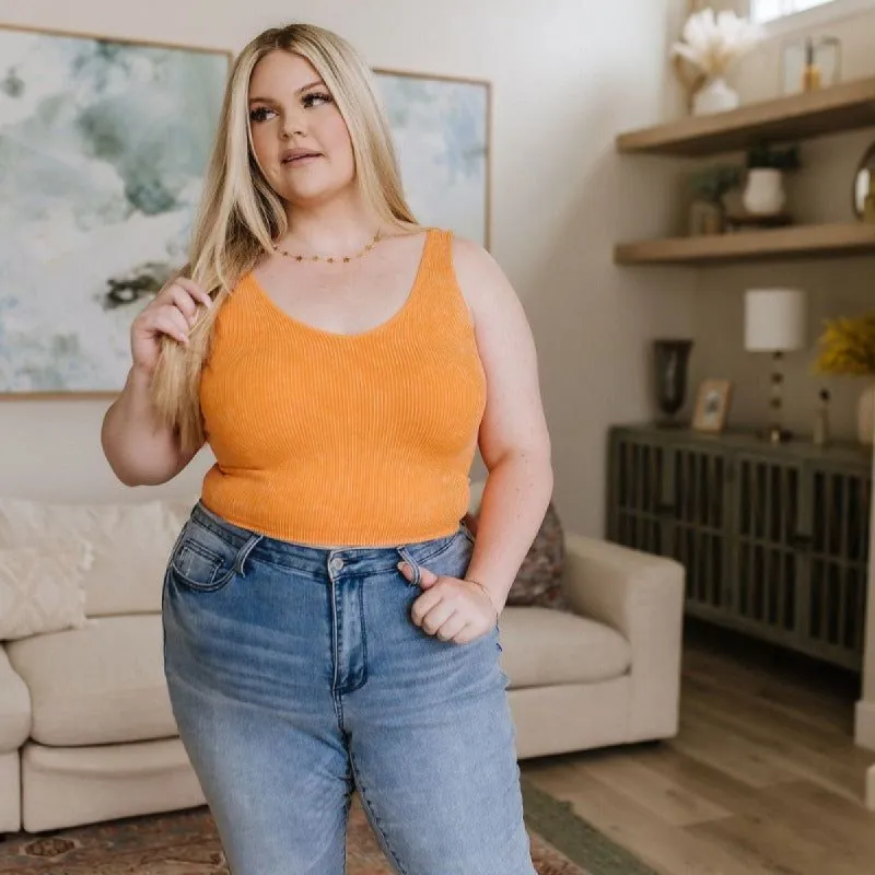 Fundamentals Ribbed Seamless Reversible Tank in Orange sold by Boujee Boutique