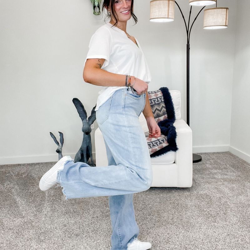 Judy Blue Becky Destroyed Hem Straight Leg Jeans sold by Boujee Boutique product image thumbnail 4