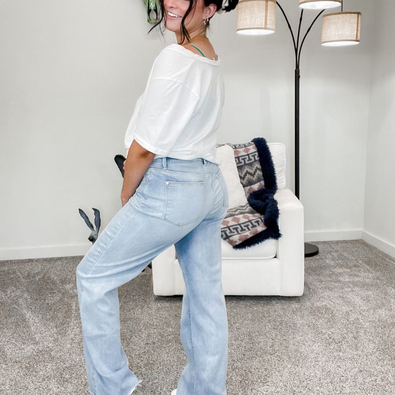 Judy Blue Becky Destroyed Hem Straight Leg Jeans sold by Boujee Boutique product image thumbnail 3