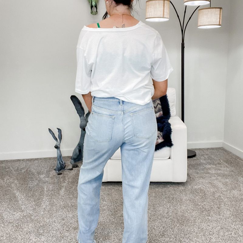 Judy Blue Becky Destroyed Hem Straight Leg Jeans sold by Boujee Boutique product image thumbnail 5