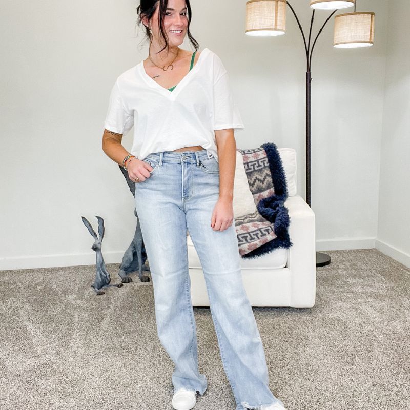 Judy Blue Becky Destroyed Hem Straight Leg Jeans sold by Boujee Boutique product image thumbnail 2
