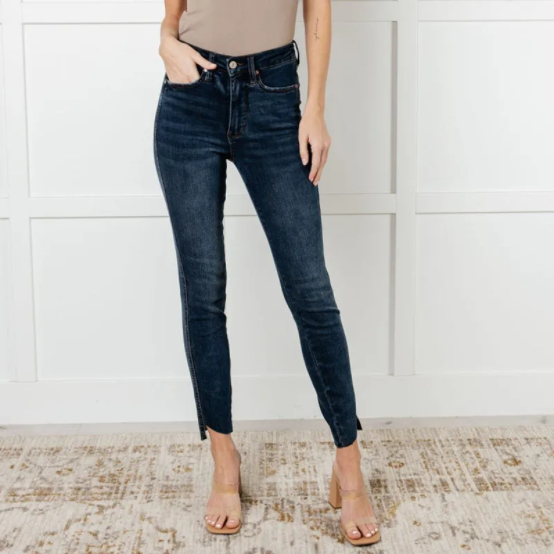 Judy Blue Tessa High Rise Control Top Step Hem Skinny Jeans sold by Boujee Boutique