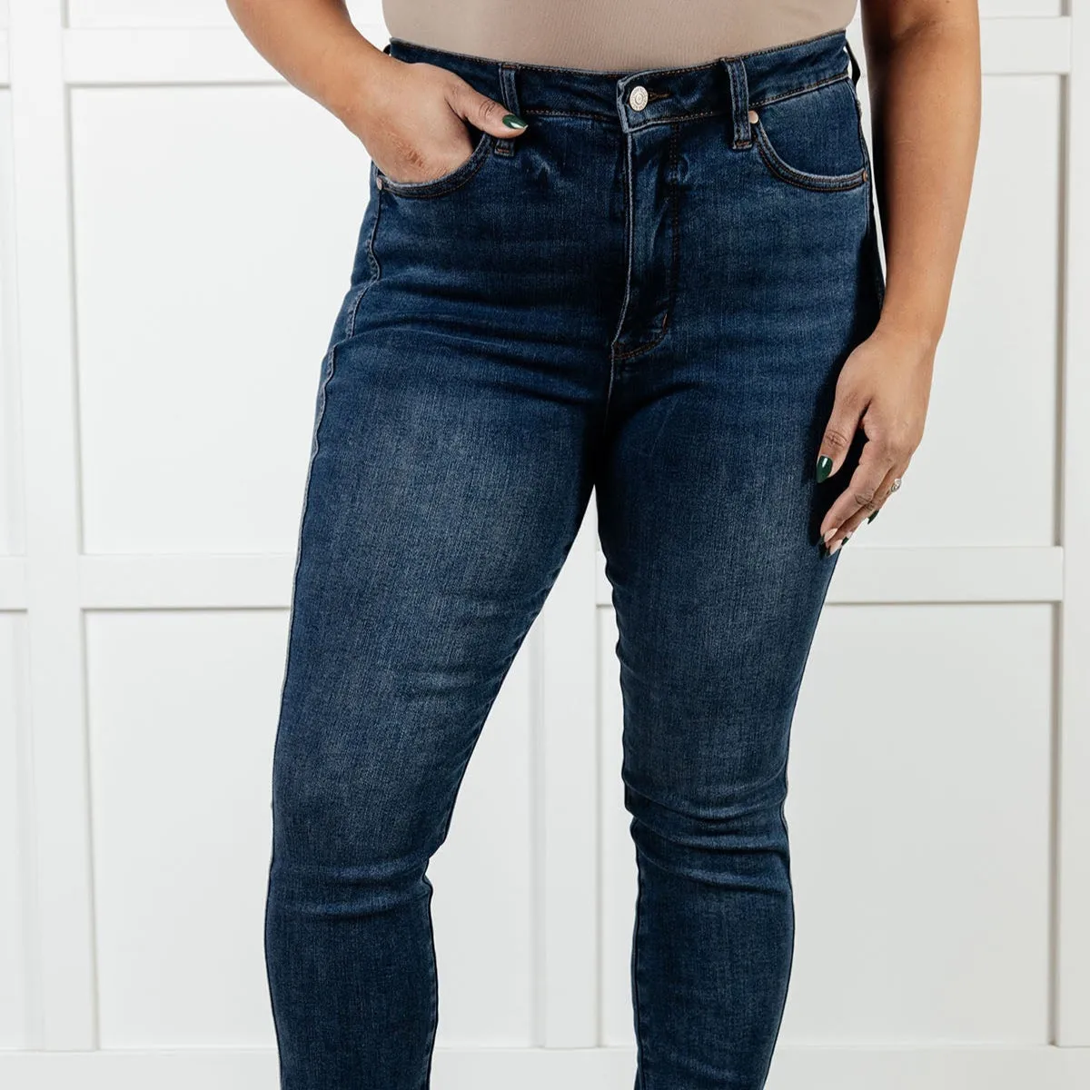 Judy Blue Tessa High Rise Control Top Step Hem Skinny Jeans sold by Boujee Boutique product image thumbnail 4