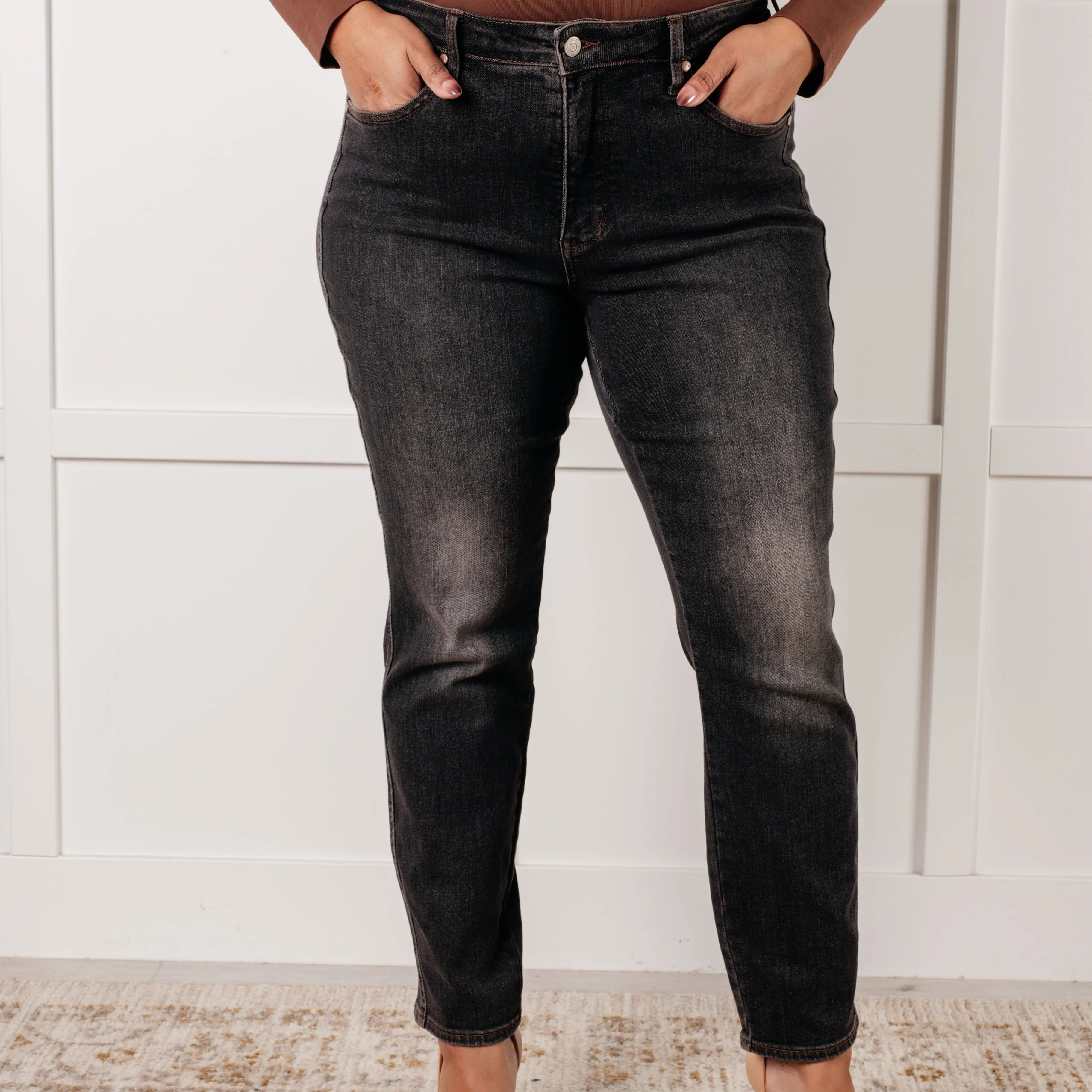 Judy Blue Rita Mid Rise Control Top Slim Jeans sold by Boujee Boutique product image thumbnail 3