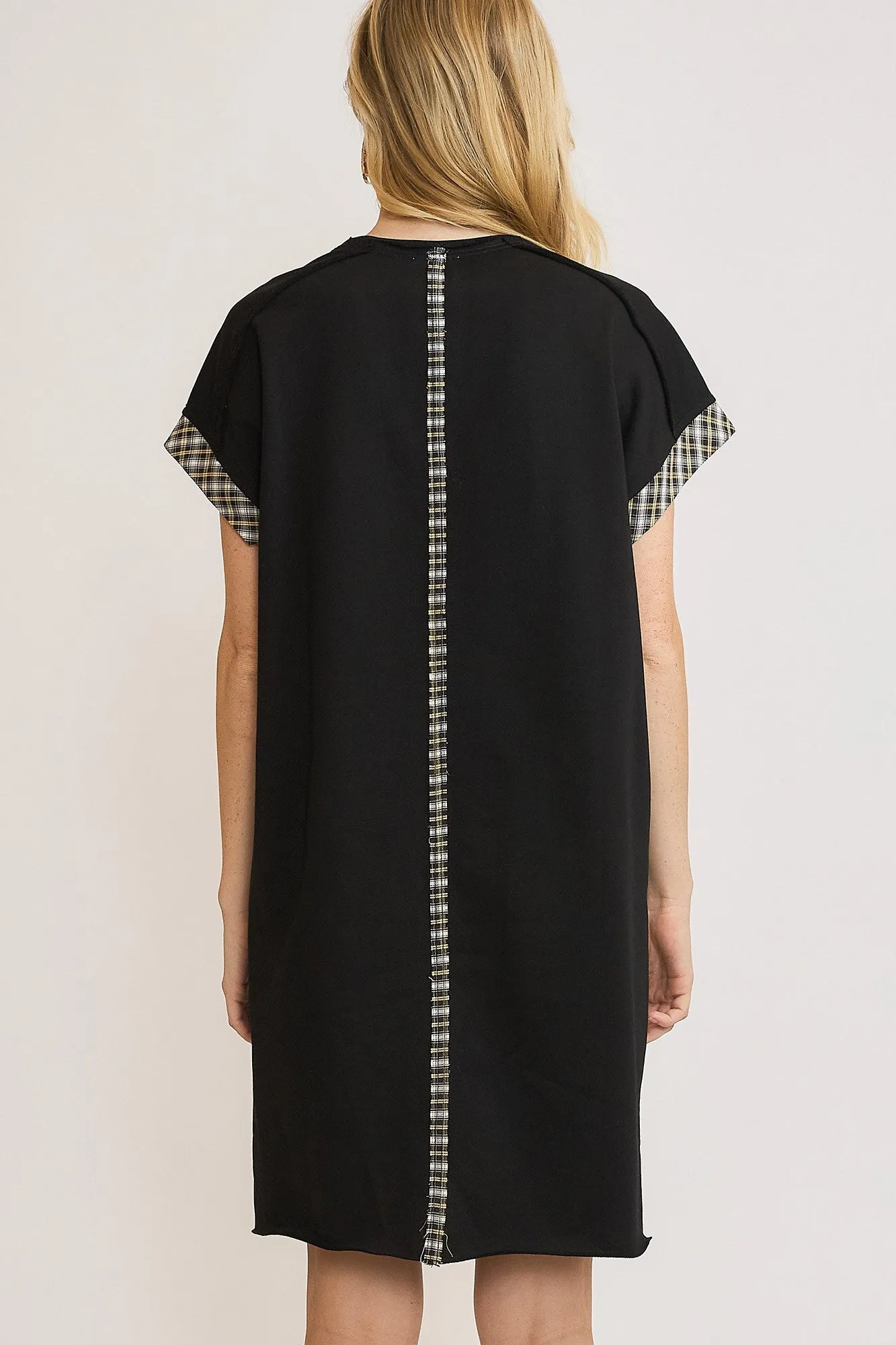Peace Plaid Applique Short Sleeve Mini Dress sold by Boujee Boutique product image thumbnail 2