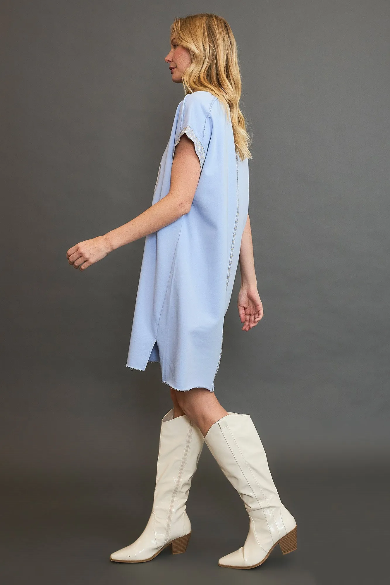 Peace Plaid Applique Short Sleeve Mini Dress sold by Boujee Boutique product image thumbnail 4