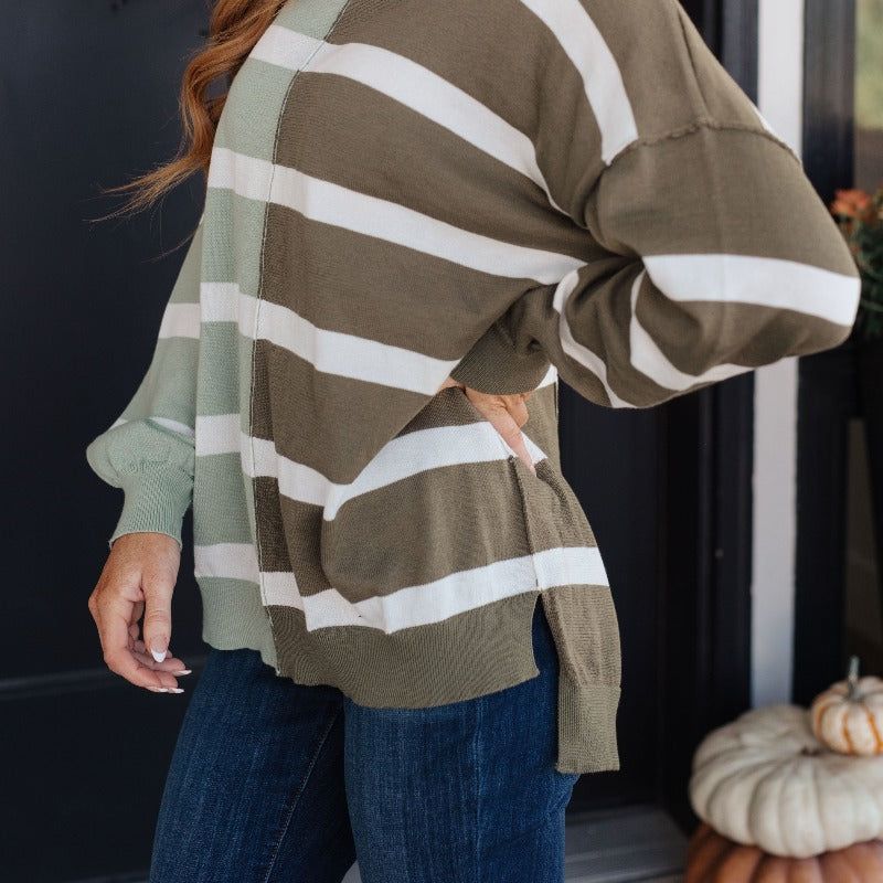 Can't Decide Color Block Striped Sweater sold by Boujee Boutique product image thumbnail 5