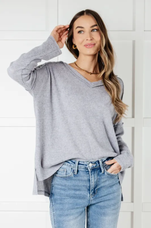 Basically Freezing Brushed Hacci Top in Heather Grey sold by Boujee Boutique