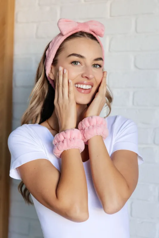 Effortless Days Stretchy Headband & Wristband Set in Heathered Pink sold by Boujee Boutique