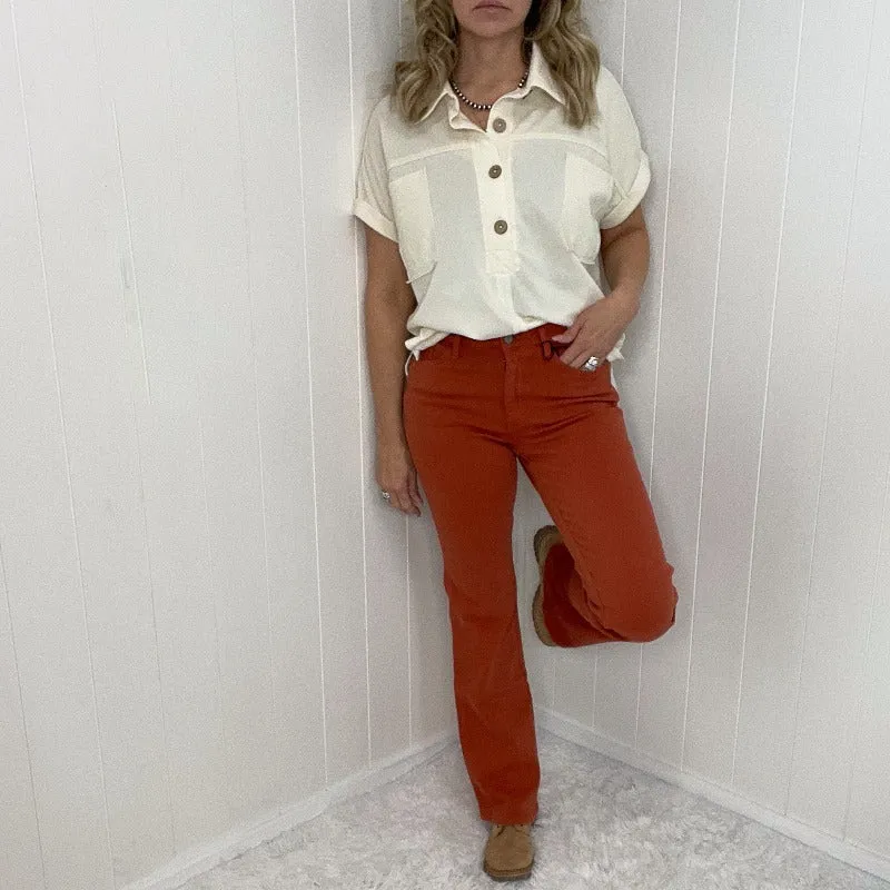 Judy Blue Terracotta Mid Rise Slim Boot Cut Jeans sold by Boujee Boutique product image thumbnail 4