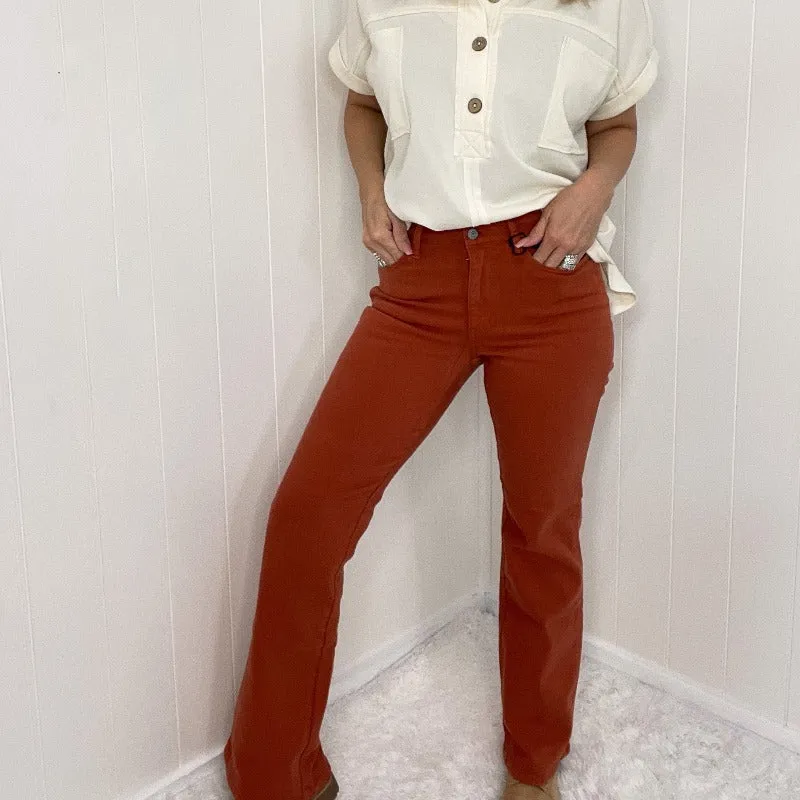 Judy Blue Terracotta Mid Rise Slim Boot Cut Jeans sold by Boujee Boutique product image thumbnail 2