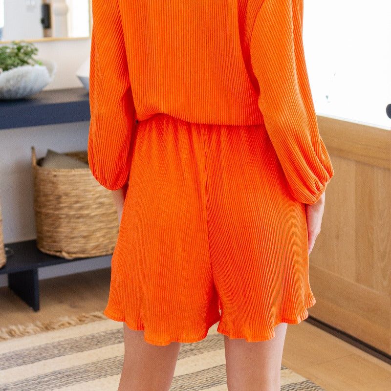 Roll With me Shorts Romper in Tangerine sold by Boujee Boutique product image thumbnail 6