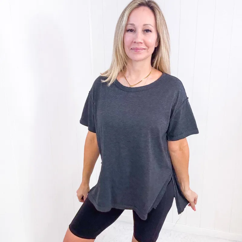 Washed Black Oversized Short Sleeve Tee sold by Boujee Boutique