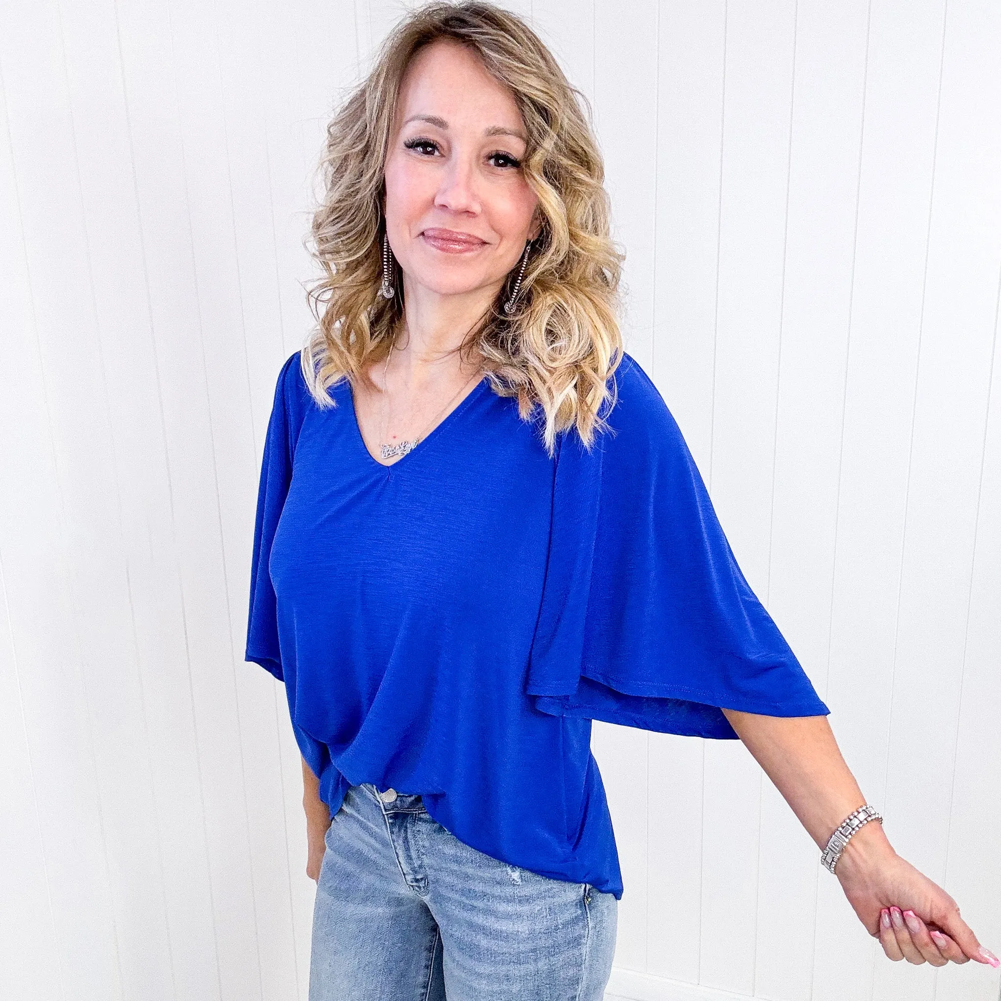 Dear Scarlett Cali Blouse in Royal Blue sold by Boujee Boutique product image thumbnail 3