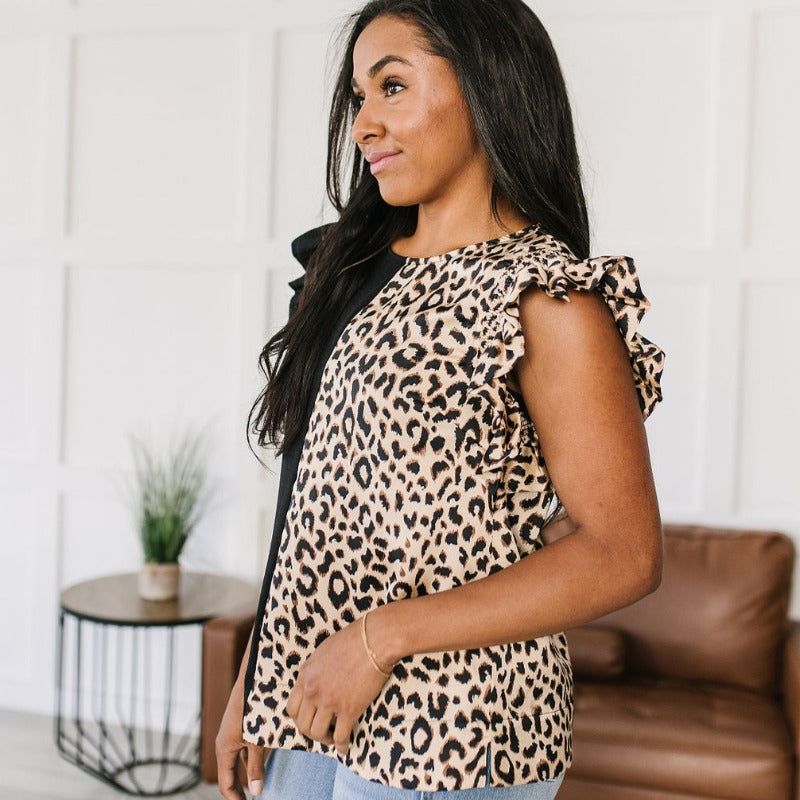 A Bit Wild Flutter Short Sleeve Top sold by Boujee Boutique product image thumbnail 3
