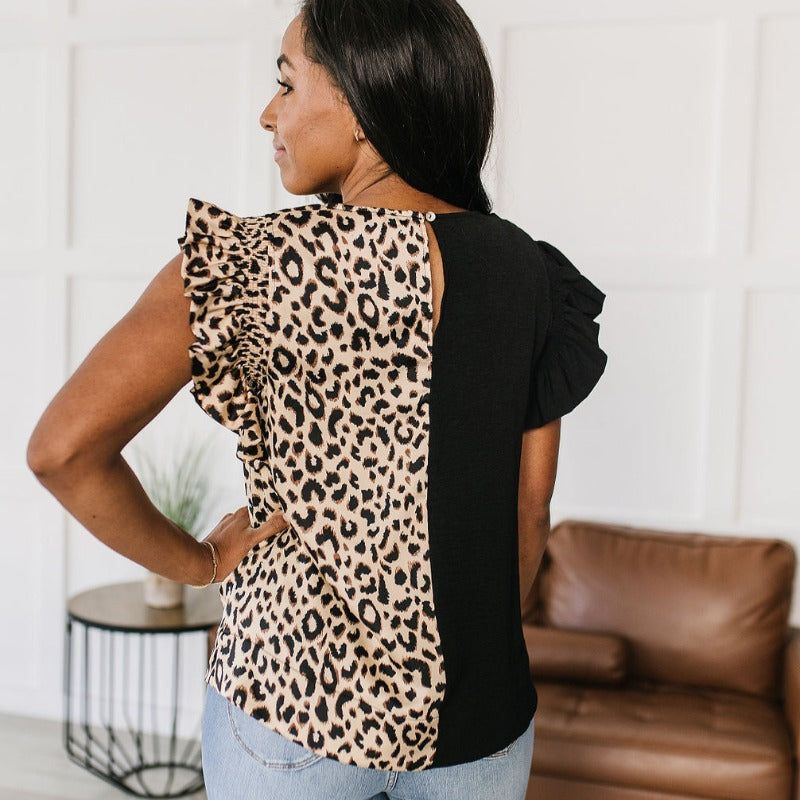 A Bit Wild Flutter Short Sleeve Top sold by Boujee Boutique product image thumbnail 4