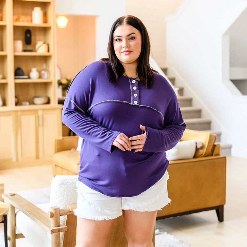 Happiest in Spring Long Sleeve Henley sold by Boujee Boutique