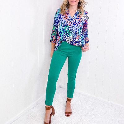 Dear Scarlett Kelly Green Magic Ankle Crop Skinny Pants sold by Boujee Boutique