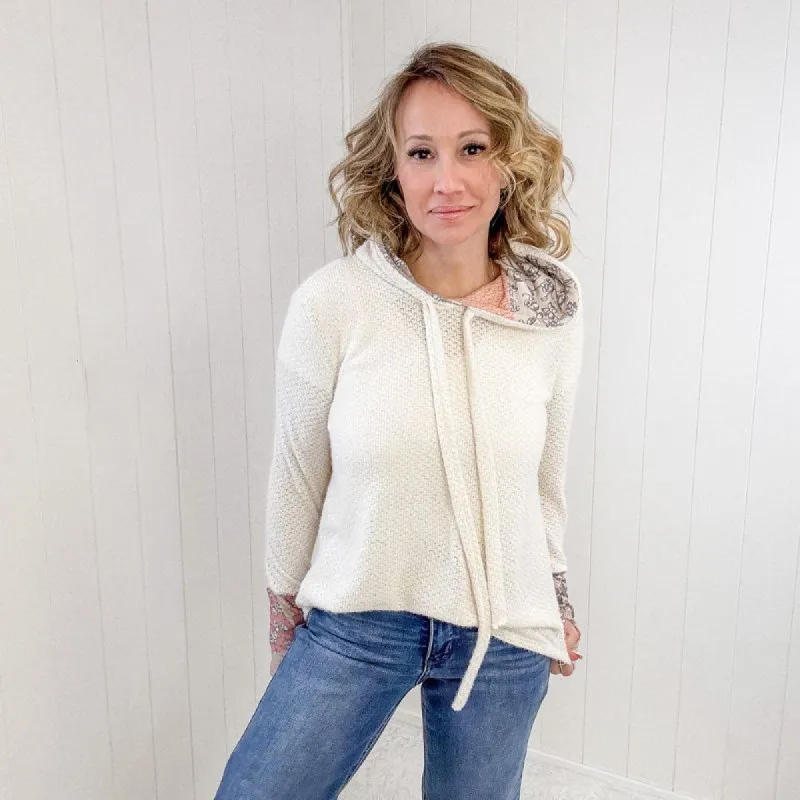 A Tad Chilly Cream Waffle Knit Hoodie sold by Boujee Boutique