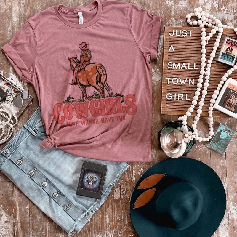 Cowgirls Just Wanna Have Fun Graphic Tee sold by Boujee Boutique