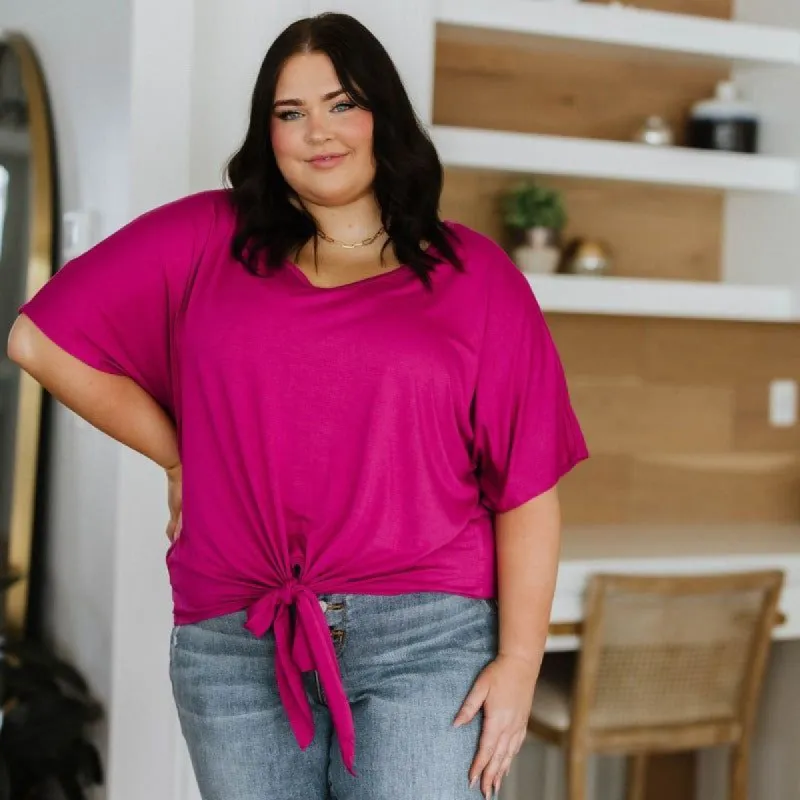 Tied Up With a Bow Top in Magenta sold by Boujee Boutique