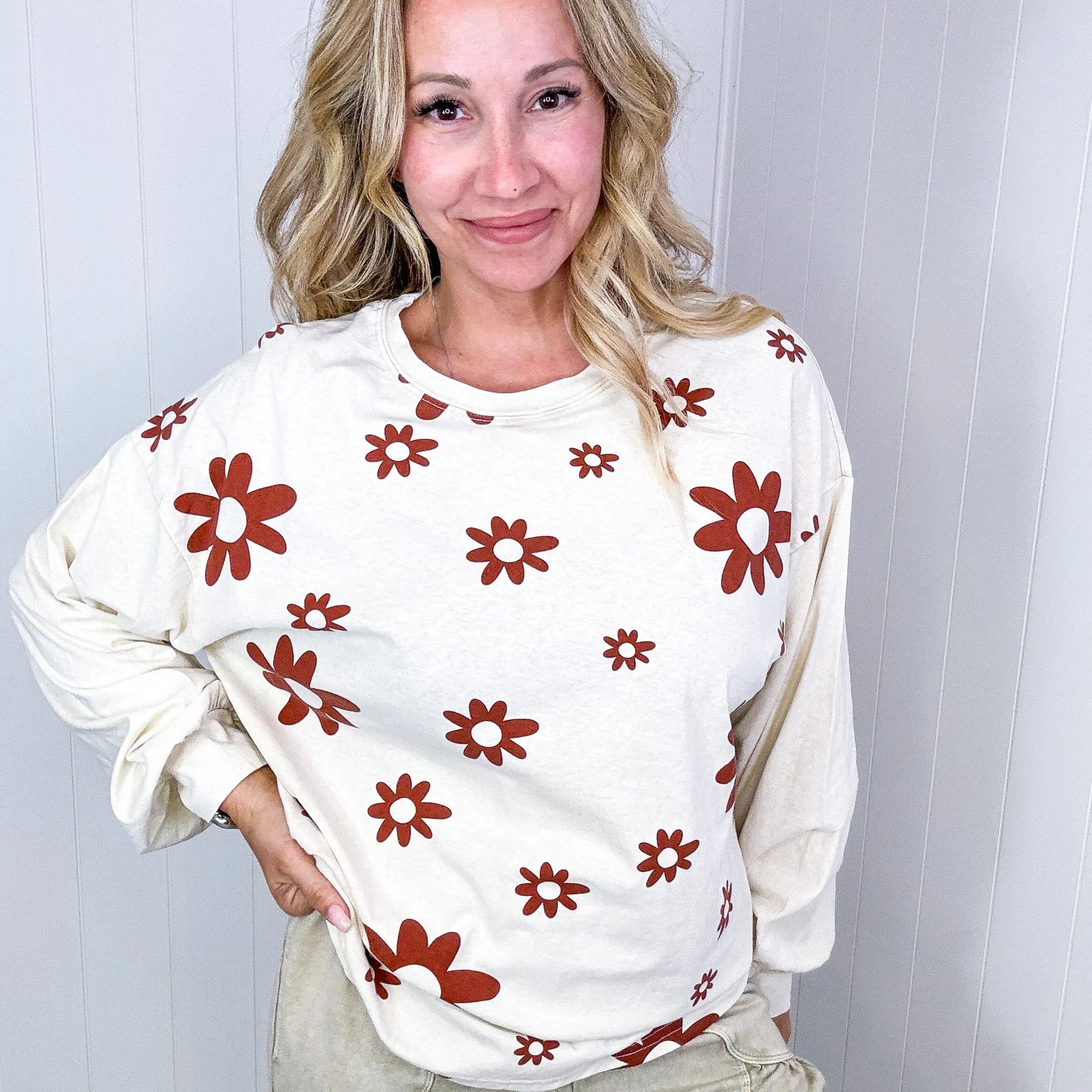 Flower Power Mineral Washed Cotton Jersey Top in 3 Colors sold by Boujee Boutique product image thumbnail 2