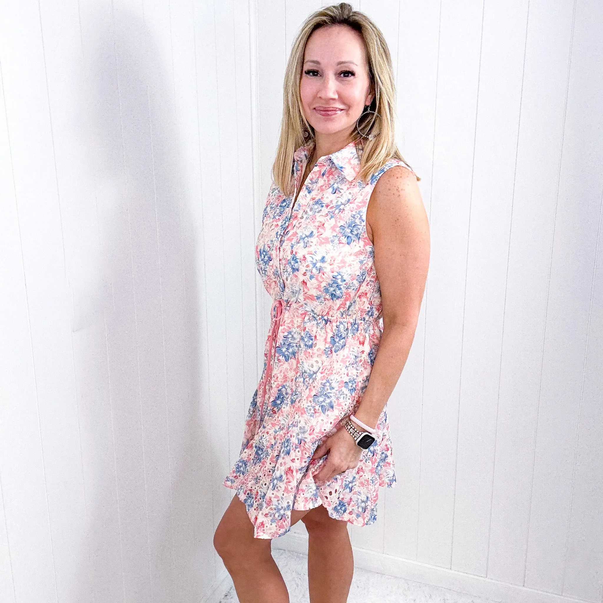 Floral Eyelet Floral Summer Collared Tank Dress sold by Boujee Boutique product image thumbnail 2