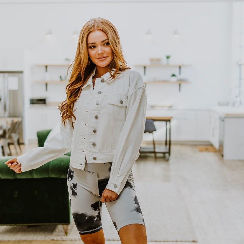 Judy Blue Brighter Days Boyfriend Fit Denim Jacket sold by Boujee Boutique