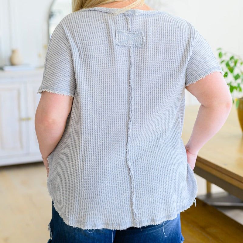 A Wink and a Smile Waffle Knit Top in Light Grey sold by Boujee Boutique product image thumbnail 9