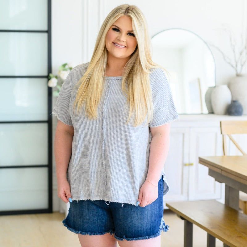 A Wink and a Smile Waffle Knit Top in Light Grey sold by Boujee Boutique product image thumbnail 10